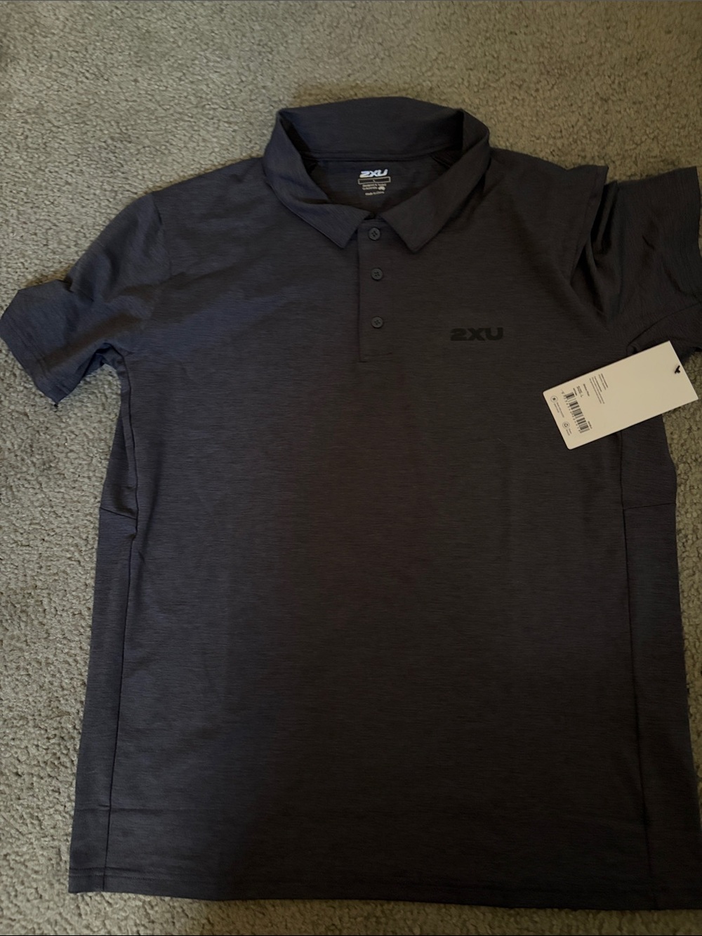 2XU Men's Dark Gray/Black Polo Shirt - Logo Performance